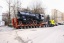 Transport einer Lokomotive von der Moskauer Brauerei Badajewski zum Bahn Reparaturwerk Moskau.