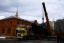 Transport einer Lokomotive von der Moskauer Brauerei Badajewski zum Bahn Reparaturwerk Moskau.