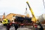Transport einer Lokomotive von der Moskauer Brauerei Badajewski zum Bahn Reparaturwerk Moskau.