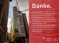 Frankfurter Sparkasse bedankt sich in einer großen Zeitungsanzeige bei der Eisele AG sowie allen Beteiligten, für ihren Einsatz bei der Bergung des am 21.07.2017 havarierten Baukranes.